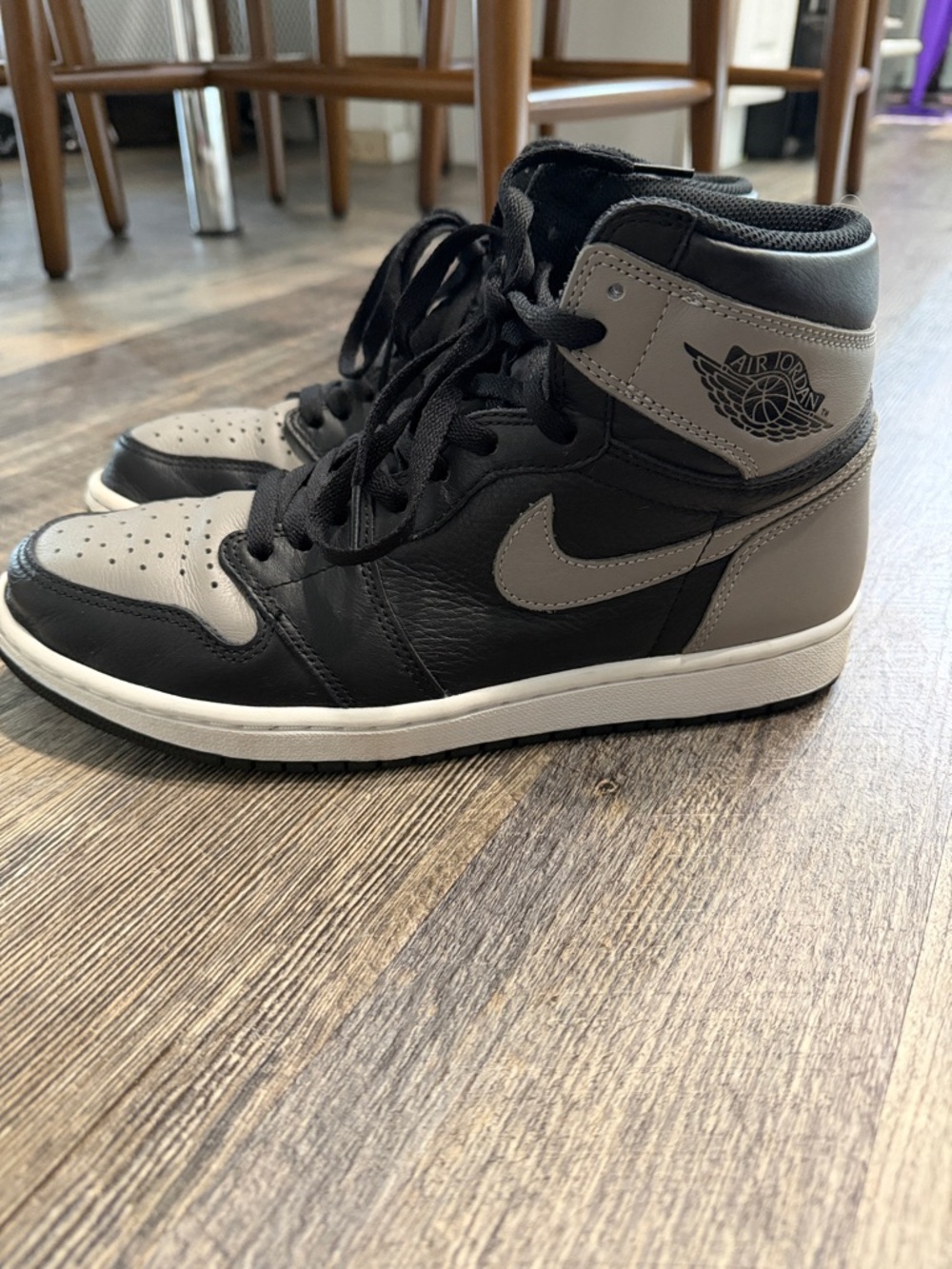 Jordan  1s High-Top Sneakers in Black and Gray